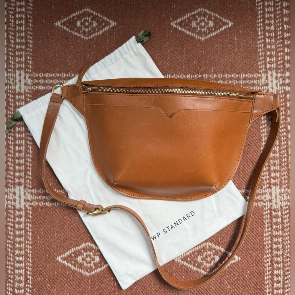 R.W.P. Standard Tan Leather Crossbody Belt Bag